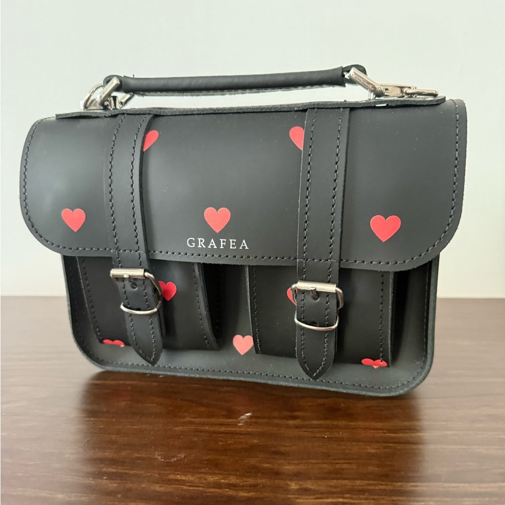 GRAFEA Micro Red Hearts Genuine Leather bag